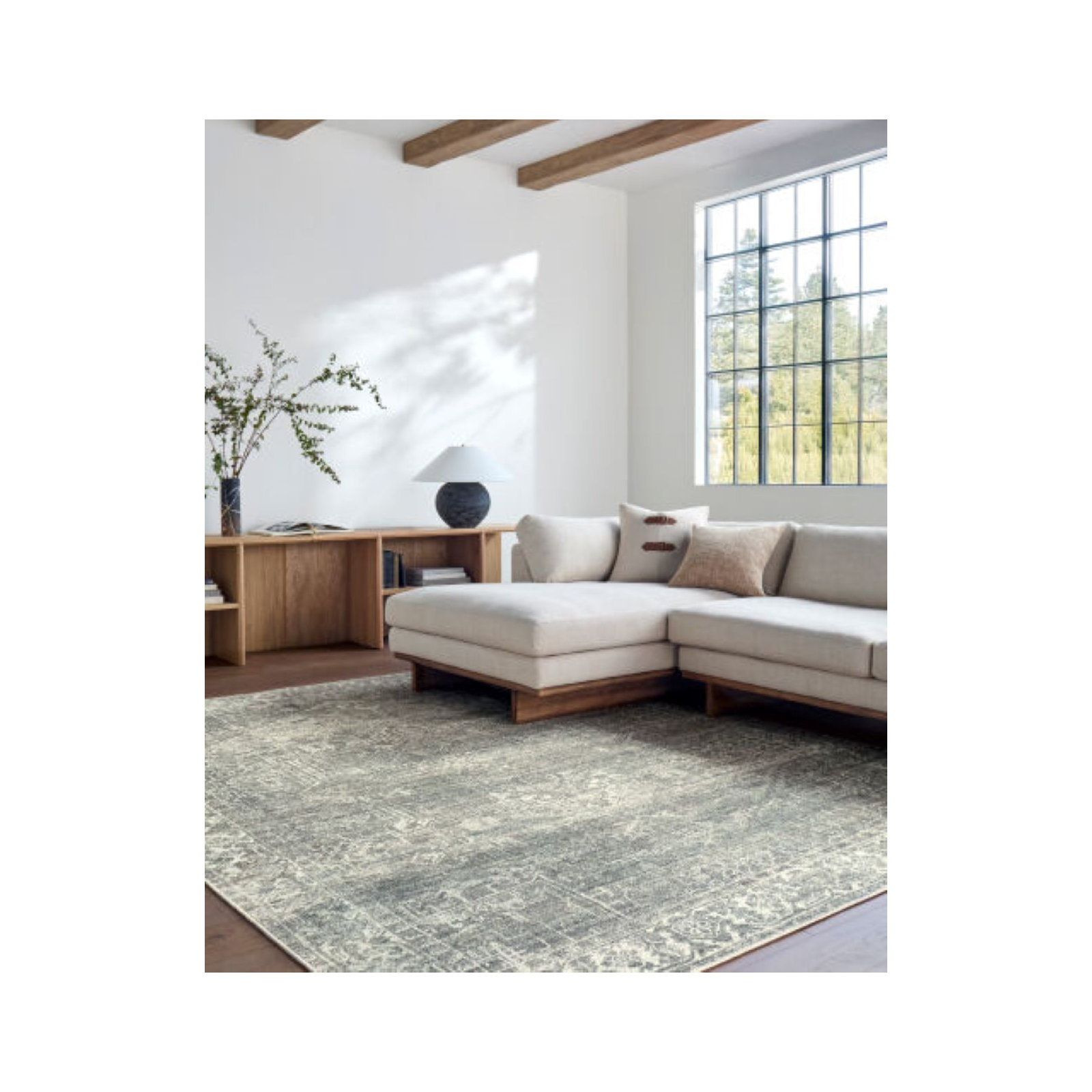 Galey Alix x Livabliss Collins Avenue VI Indoor Machine Woven Area Rug, Rectangle 6'6" x 9', Sage