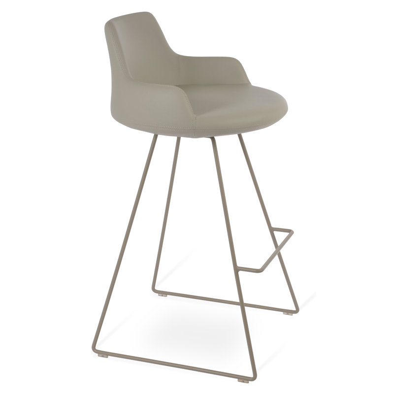 Tabouret de bar et de bar Dervish, Tabouret de bar (siège d'une hauteur de 29,5 po), Gris clair, Os