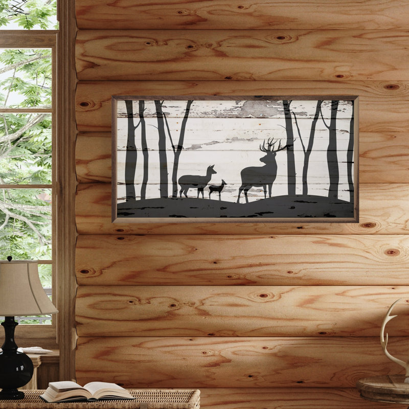 Deer Family In Woods, H 8 po x l 16 po