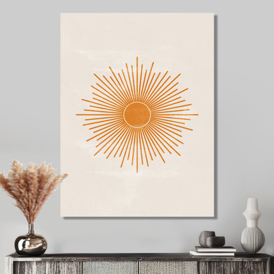 Sun Canvas Wall Art, Orange Minimalist Graphic Print - Orange Sun Print II