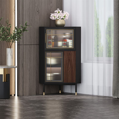 Black Manufactured Wood Corner cabinet