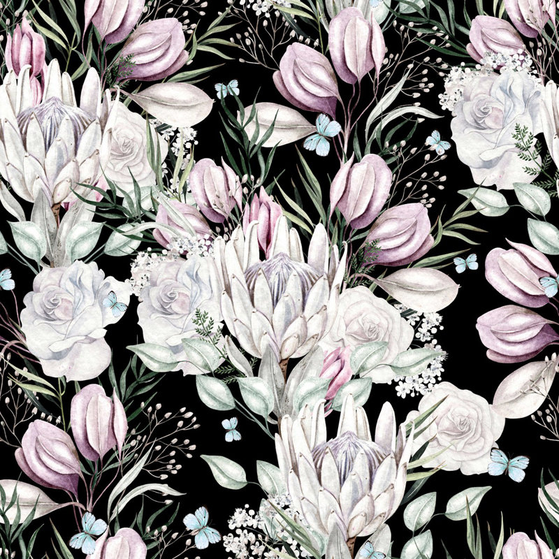 Floral Wall Mural, 8.33" W x 8.33" L