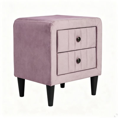 Modern Velvet Nightstand with 2 Drawers, Upholstered Bedside Table, Stylish Accent End Table for Bedroom, 20" Wide