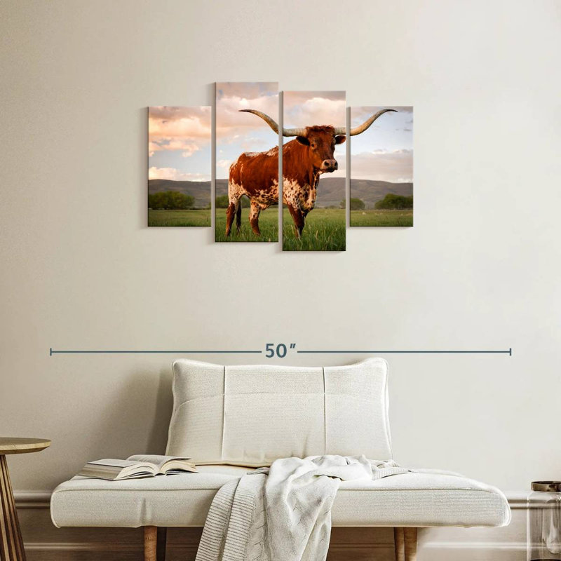 Longhorn brun du Texas, H 22 po x l 36 po