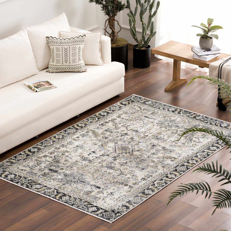 Covelle Machine Washable Boho Oriental Brown Area Rug, Rectangle 5' x 7' 6"