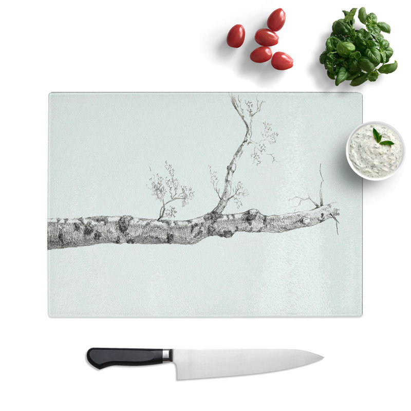 Tempered Glass Study of a Tree by Jean Bernard Chopping Board, 39 cm W x 28.5 cm L