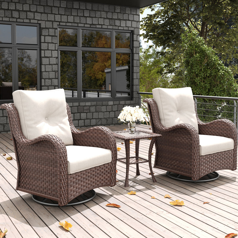 Ensemble de chaises de patio 3 pièces LayinSun, Beige, Brun