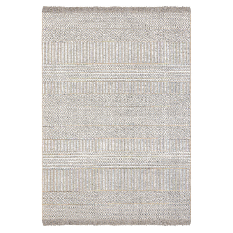 Tapis géométrique rectangulaire en jute / sisal tissé à la machine Steliya, Rectangle 2 pi 8 po x 5 pi