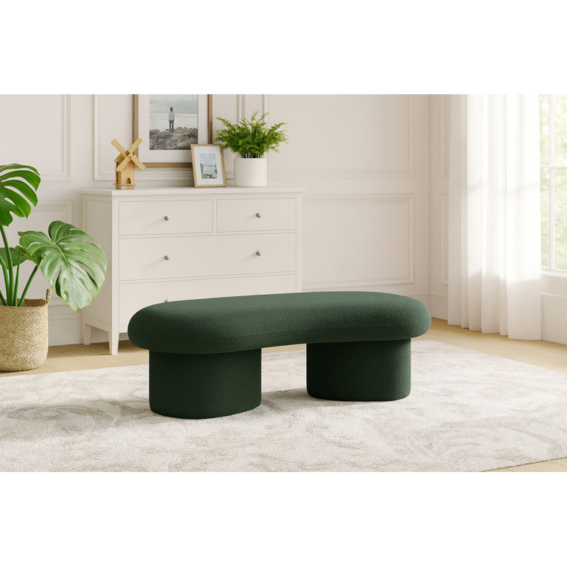 Luka Ipswich Schriver Upholstered Bench, Green Boucle Fabric