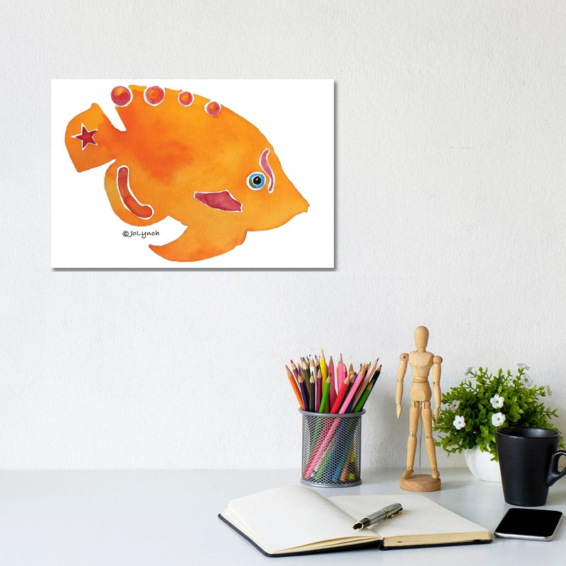 Fish Orange by Jo Lynch - Wrapped Canvas Gallery-Wrapped Canvas Giclée, 20.32cm H x 30.48cm W