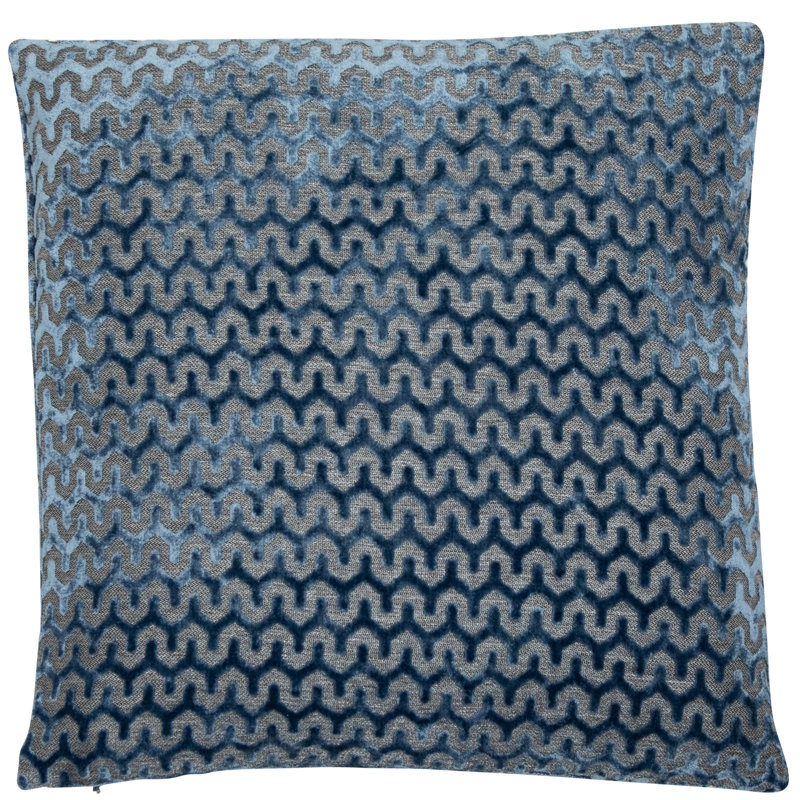 Geometric Square Cushion, 43cm H x 43cm W x 16cm D, Blue