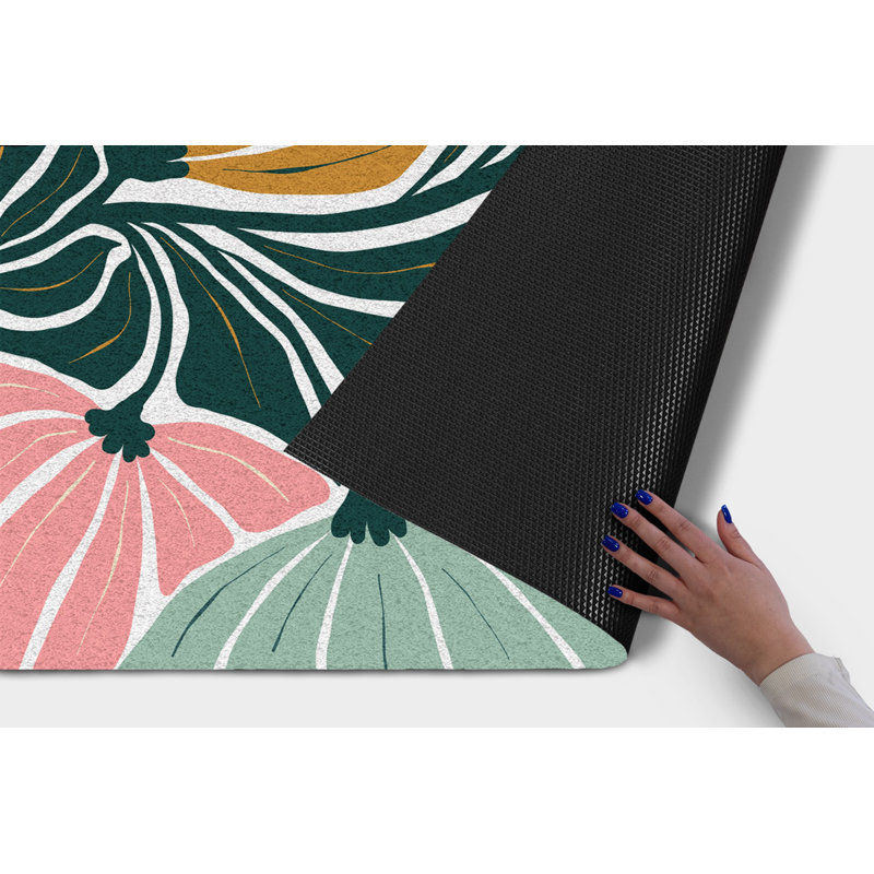 Non-Slip Floral Outdoor Doormat