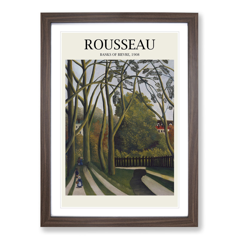 The Banks of the Bievre by Henri Rousseau - Picture Frame Painting, 36cm H x 27cm W x 2cm D, Walnut Framed