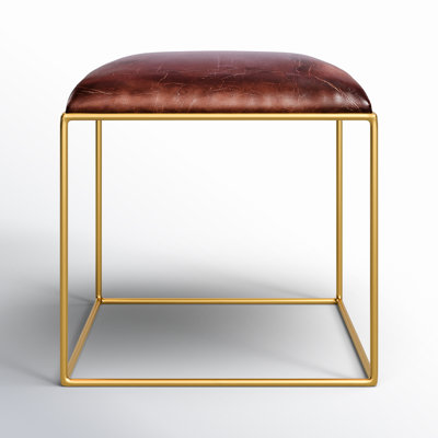 Erinn Mid Century Genuine Leather Vanity Stool by Mercer41