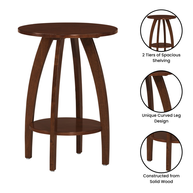 Stacie Round End Table with Shelf, Espresso