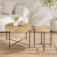 Ensemble de 2 tables basses et tables de bout - Panneau de fibres à densité moyenne imperméable avec revêtement en PVC, conception cylindrique vieillie, pieds en métal noir - charme rustique classique, bois technique-1368237409