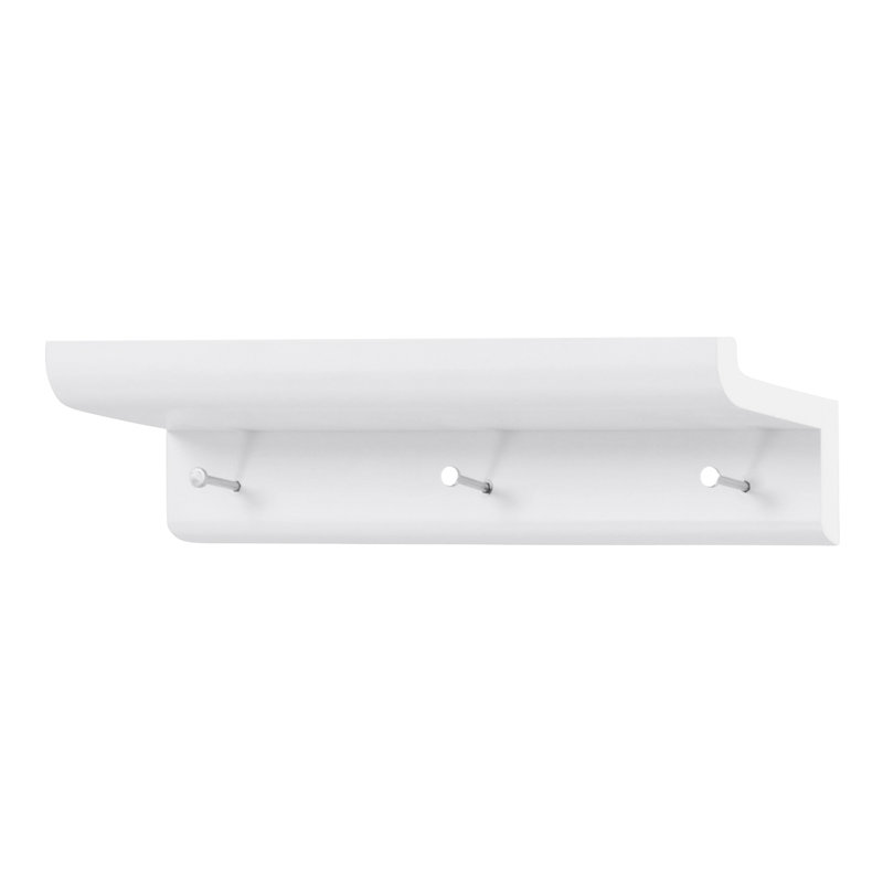 Wall Mounted Coat Rack with Shelf, White