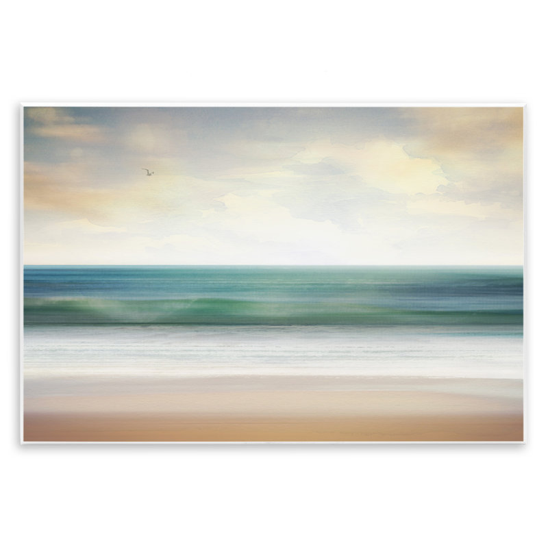«Lone Seagull Over Beach» par Susan Arnot, H 10 po x l 15 po