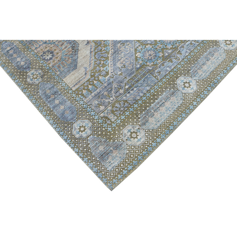 NEOV4467RGYGY Hand Knotted Oriental Area Rug, Rectangle 9' x 12'