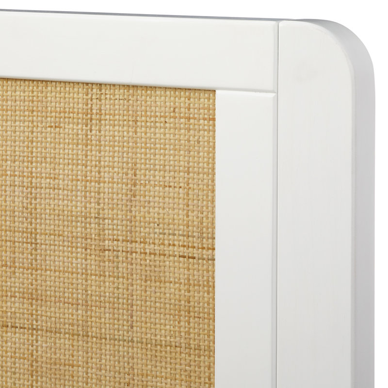 Grand lit plateforme Rangely, Blanc / Naturel