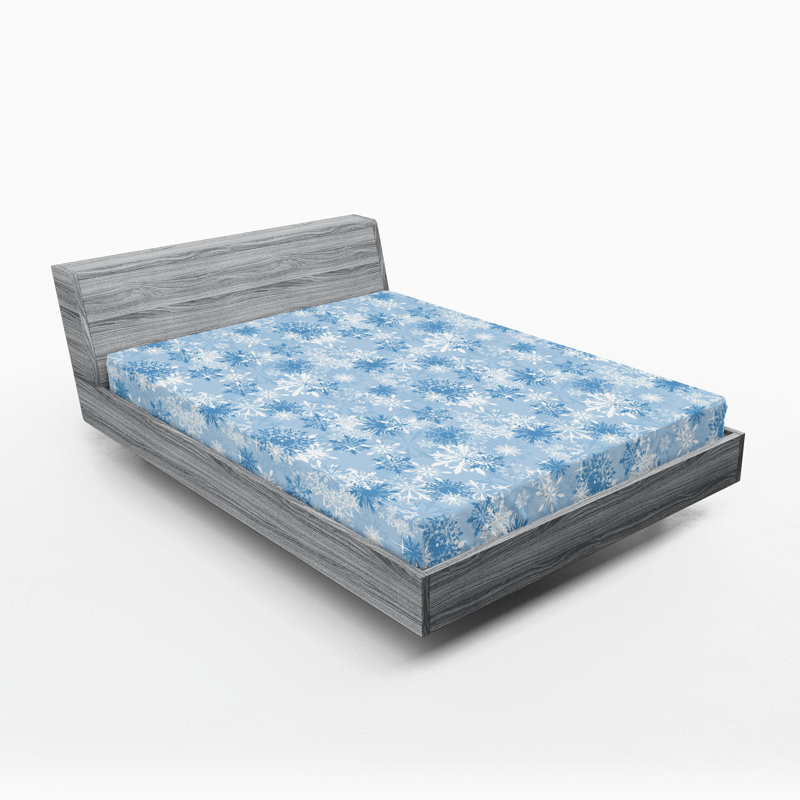 Drap-housse Ambesonne, paquet de 2, Bleu pâle / blanc floral 1, Drap-housse grand