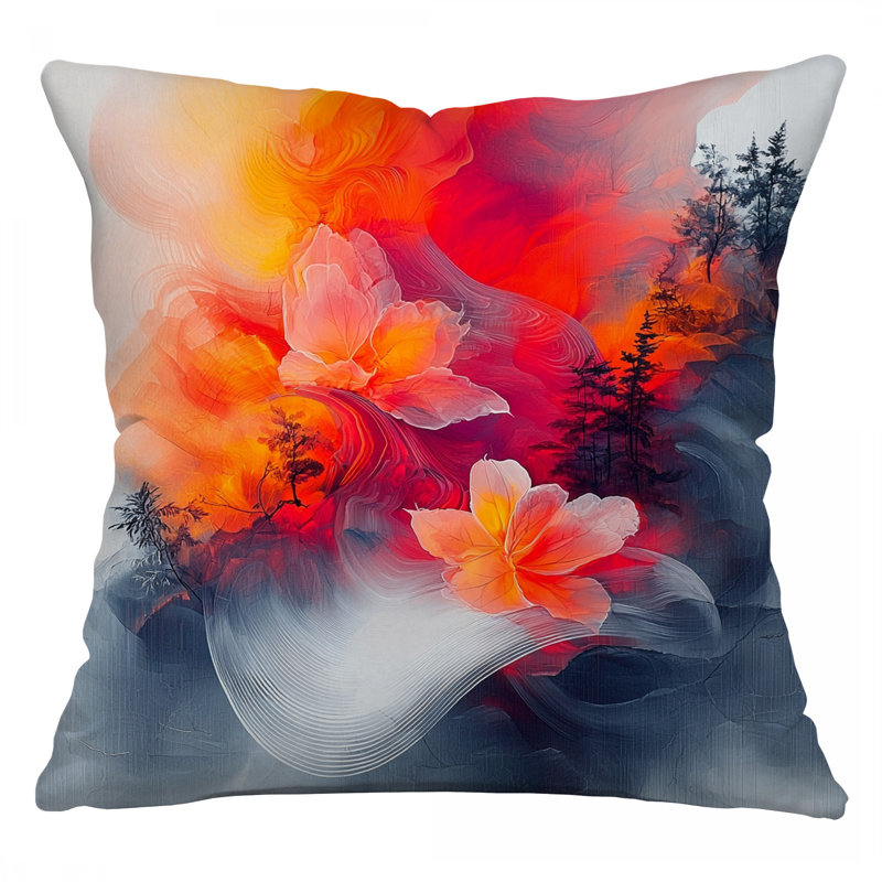 Flowers Throw Pillow, Nature Twill Pillows, Square 14"