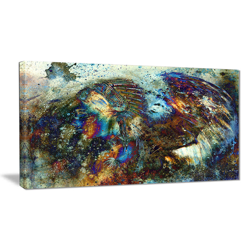 Abstract Lion Canvas Print in Blue, 12" x 20"