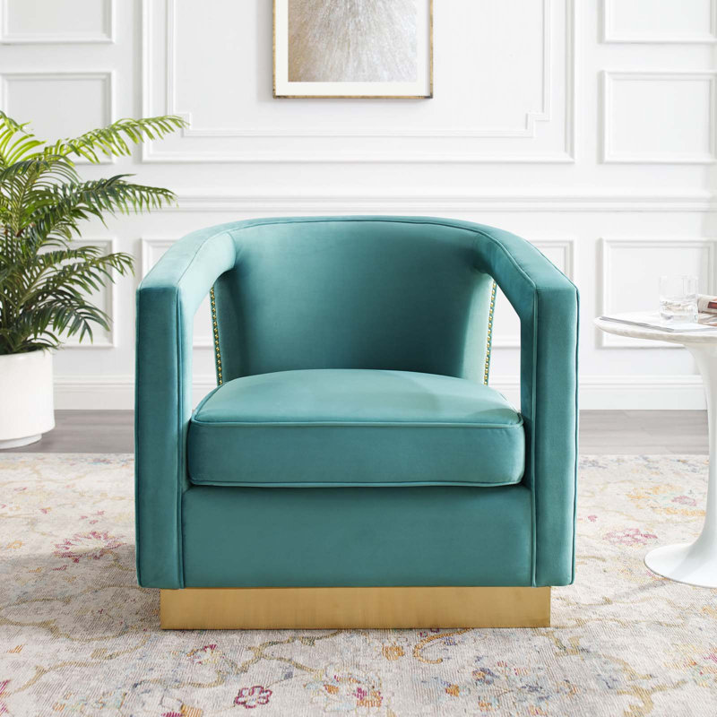 Frolick Performance Velvet Armchair by Modway, Mint
