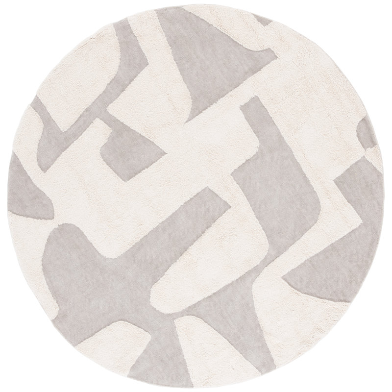 Tapis gris / ivoire Casablanca 790, Rond 6 pi