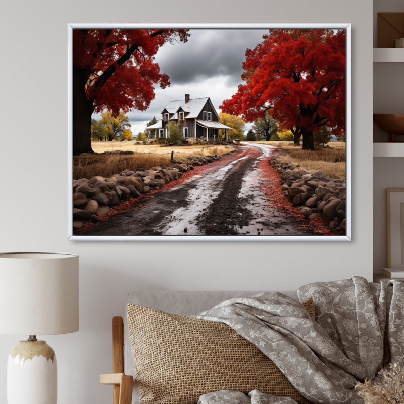 " Red Farmhouse Rustic Elegance III ", Cadre flottant blanc, 12" H x 20" W