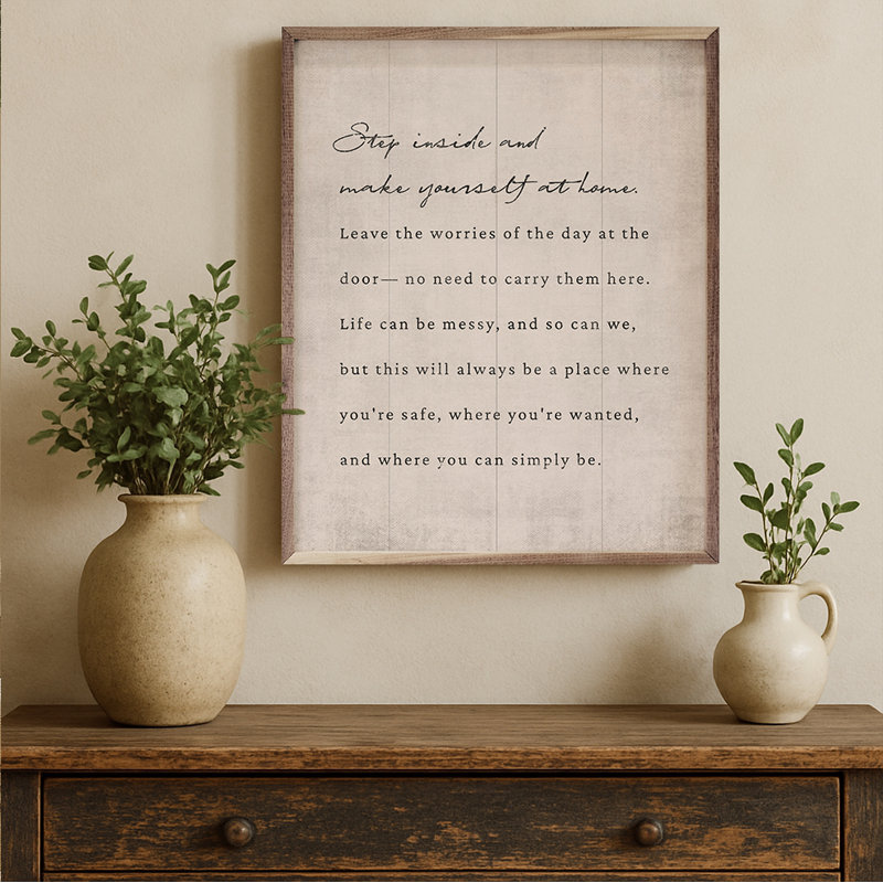 Step Inside Make Yourself At Home White, 10" H x 8" W, White