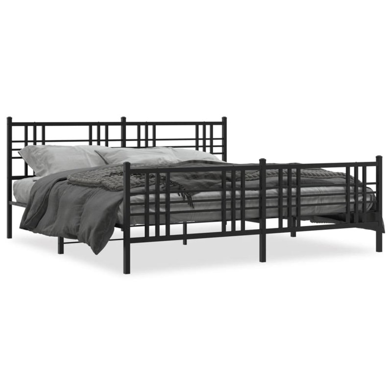 Novarayne Metal Bed, Black, 137 x 190 cm