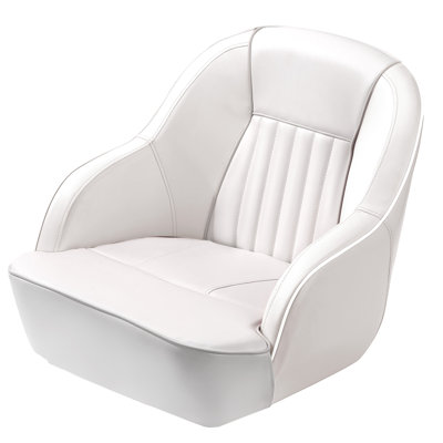 Ergonomic Captain Bucket Boat Seat – Thick Sponge Padding, Curved Armrest, Waterproof Marine Chair, Compatible with Standard Mounting, Ideal for Pontoon, Fishing, Speedboat, Sightseeing, All White