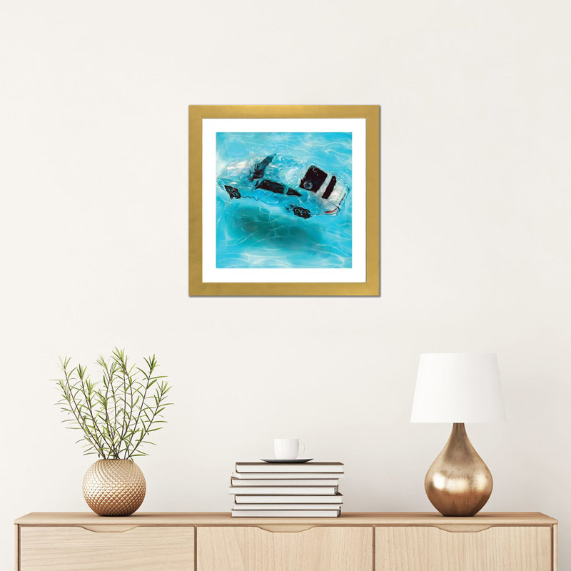 " Chlorine II " by Marcello Petisci, 16" H x 16" W x 1" D, Gold Framed Paper, White