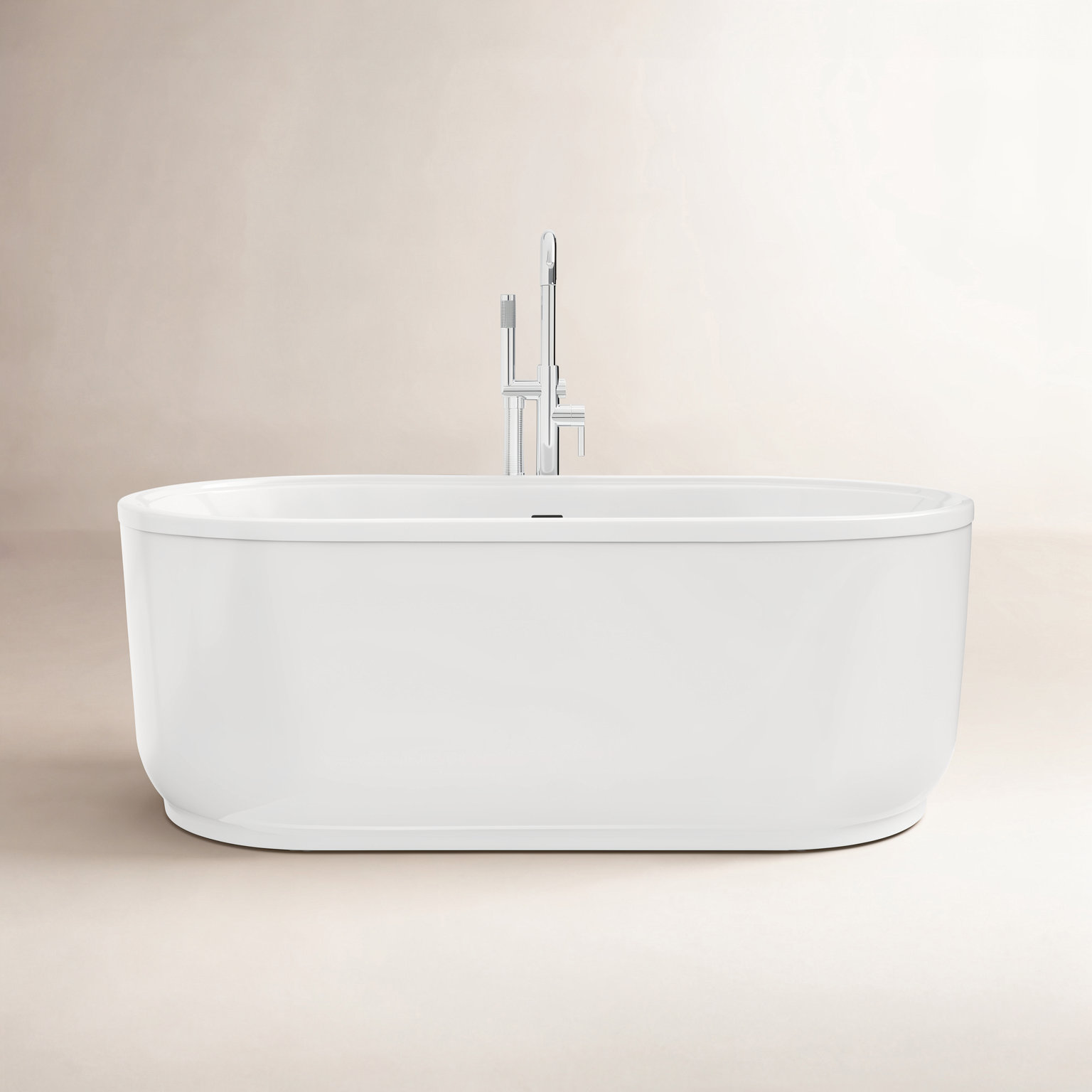 Encore 60" Freestanding Soaking Acrylic Bathtub, Chrome