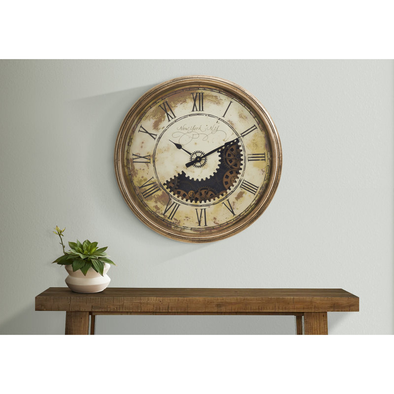 Horloge ronde, mécanisme d'engrenage, grande horloge murale, transitionnel