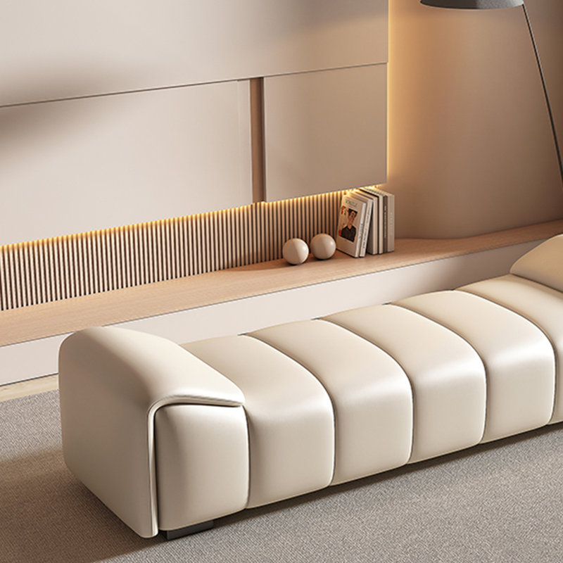 Reshunda Leather Match Upholstered Bench, Cream, 20.47" H x 70.86" W x 19.68" D