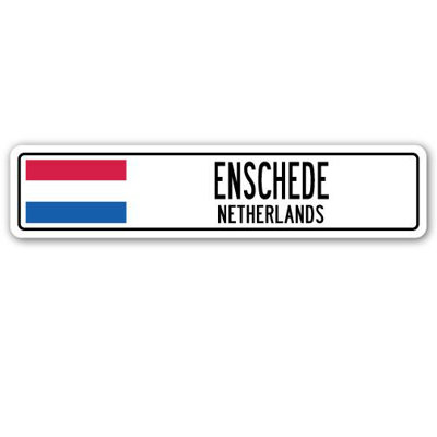 Plaque de rue Enschede, drapeau des Pays-Bas