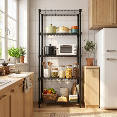 5 Tier Metal Shelving Unit 29.5 x 72 x 13.8 in 1000 Lb Adjustable Wire Rack with Leveling Feet for Garage Pantry