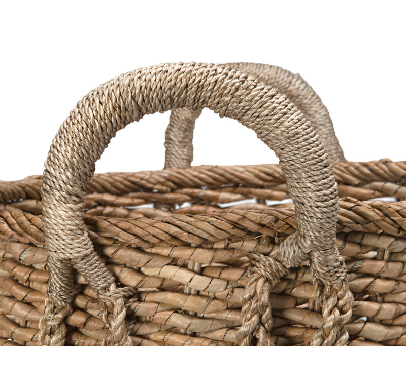 Oversized Round Brown Seagrass Storage Basket with Handles