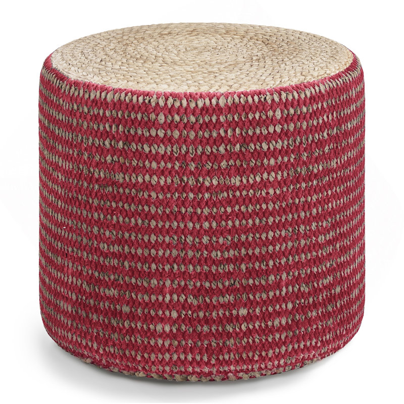 Pouf rond Larissa , Tissu rouge