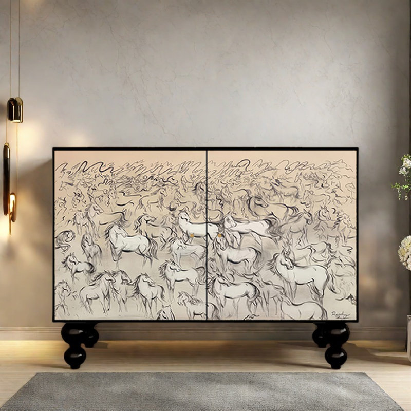 Double Door Accent Cabinet And Storage Console, Black