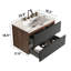 Meuble-lavabo mural moderne en noir et noyer, lavabo en céramique à trois trous, tiroir à peau, fermeture en douceur et structure de salle de bain de 30 pouces avec design en noyer, lavabo intégré, poignée centrale cachée, 50000
