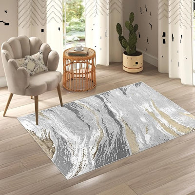 Abstract Flatweave Shag Area Rug