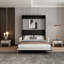 Canapé-lit escamotable facile à assembler, grand lit escamotable mural avec canapé pour le salon, cadre de lit en métal gris, armoire noire, canapé beige