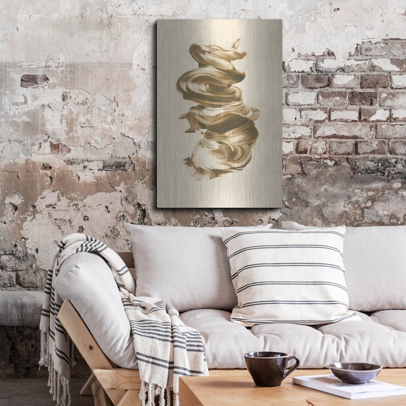 Art mural en métal Mercer41 «Gold Storm» par Svetlana Aleynikova, H 36 po x l 24 po