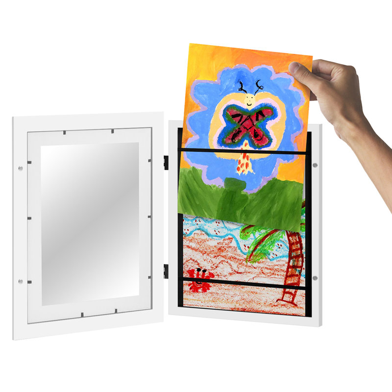 Wiedeman Kids Art Frame 10 x 12.5” with 8.5 x 11” Mat - Composite Wood with Glass (Set of 2), White