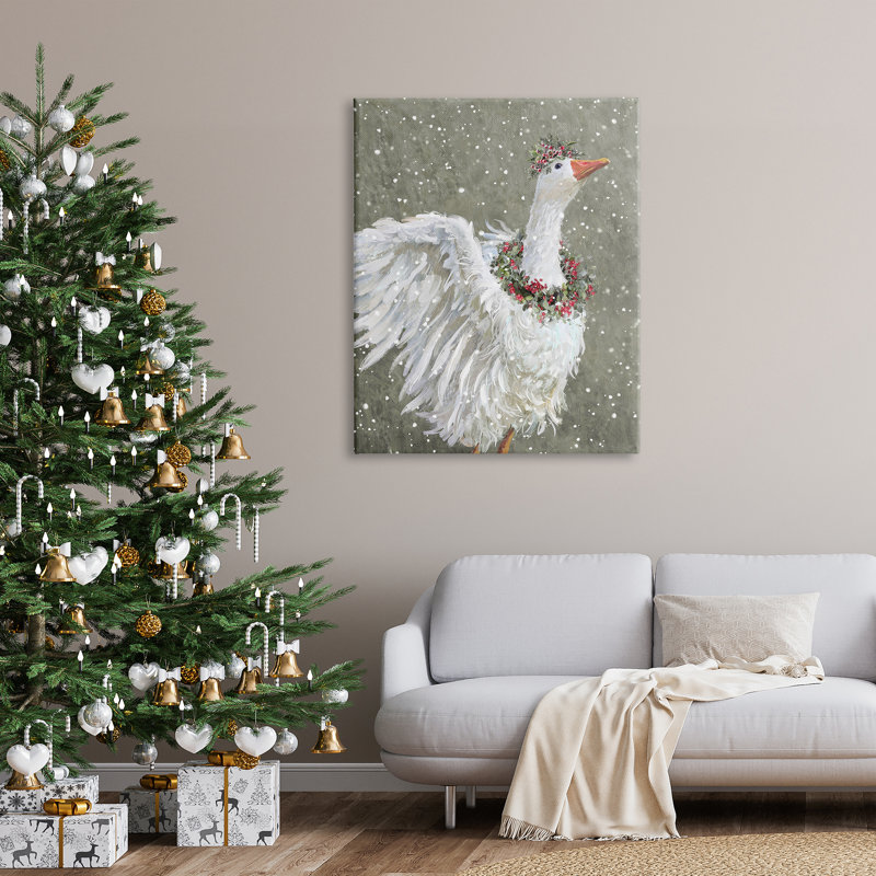 Aw-061-Canvas Winter Goose Seasonal Botanicals On Canvas par Pip Wilson, peinture, H 48 po x l 36 po x P 1,5 po