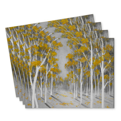 Yellow Birch Forest Polyester Placemats (Set of 4) - Home Decor