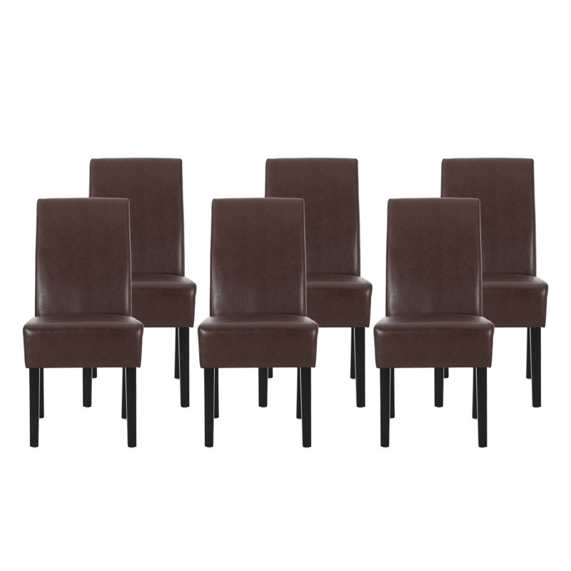 Chaises parsons rembourrées en similicuir Mandosa, Brun